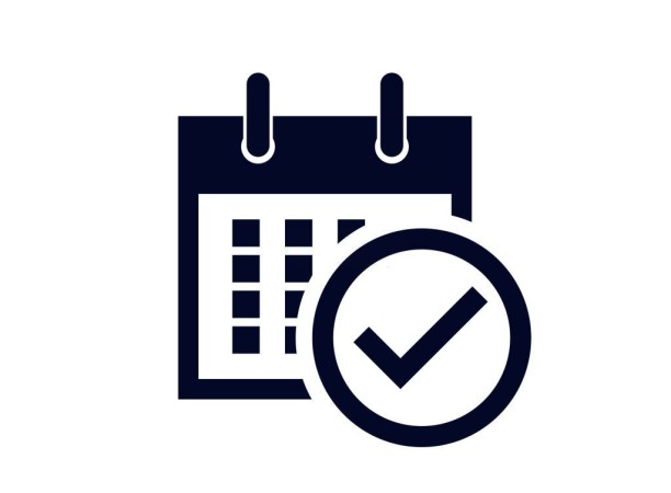 Calendar showing days of the month with a tick check reminder in a circle vector illustration
